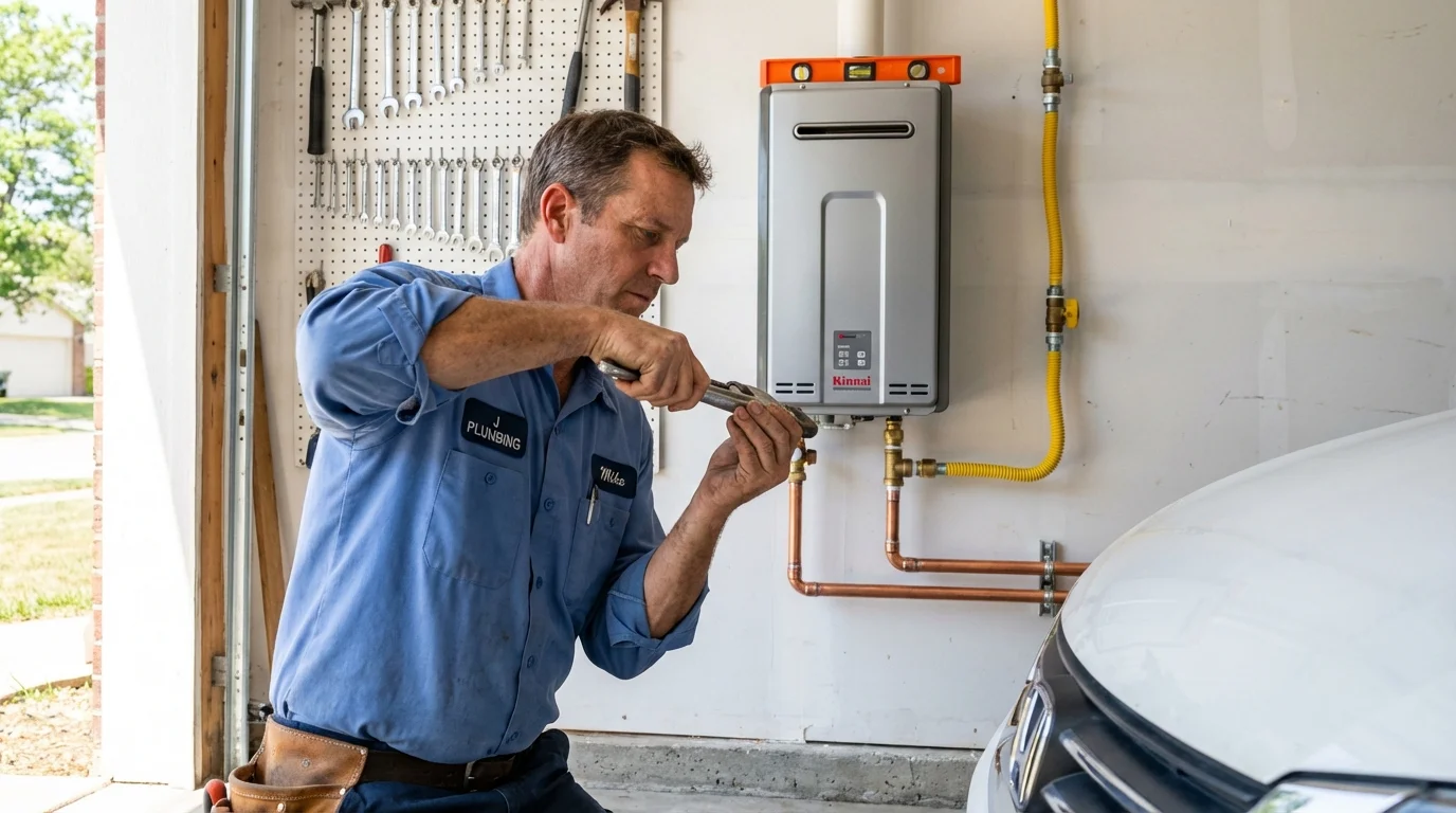 Tankless water heater installation by a Johns Plumbing LLC plumber in Loving
